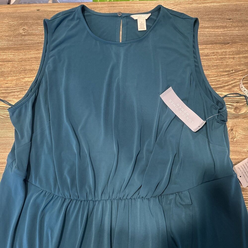 London Times Women’s Sleeveless Layered Teal Dress. Size 3XL. Maxi. NWT. J